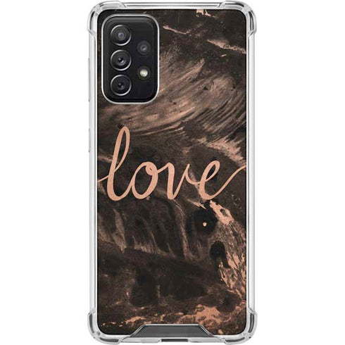 Love Rose Gold Black Galaxy A72 5G Clear Case